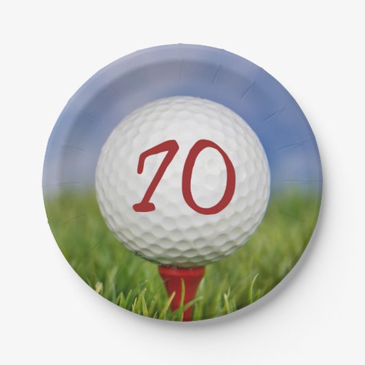 Assiettes En Carton Boule de golf 70e anniversaire (Devant)
