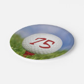 Assiettes En Carton Boule de golf 75e anniversaire (Angle)