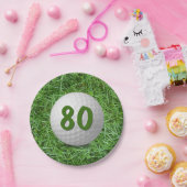 Assiettes En Carton Boule de golf 80th Birthday sur plaque de papier d (Fête)