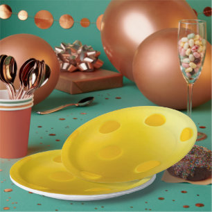 Assiettes En Carton Boule de Pickleball Jaune, Servant 0-0-2, Pickleba