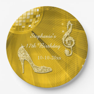 Assiettes En Carton Boule disco et talons 17e anniversaire