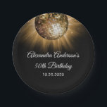 Assiettes En Carton Boule Disco Gold 50th Birthday Party<br><div class="desc">Gold 50th Birthday Party Gold Disco Ball Party Plaques de soirée. Les Plaques Gold et Black 50th Birthday Party sont parfaites pour une fête moderne du cinquantième anniversaire.</div>