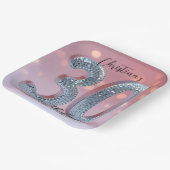 Assiettes En Carton Boule Disco Rose et Argent 30e anniversaire (Angulaire)