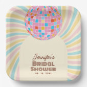 Assiettes En Carton Boule disco rose rétro Groovy Boho Shower de maria (Recto)