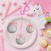 Assiettes En Carton Boule en acier Disco Ball couleur rose Bow (Fête)