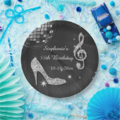 Assiettes En Carton Boule noire/argentée de disco et anniversaire de (Fête)