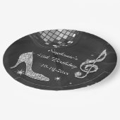 Assiettes En Carton Boule noire/argentée de disco et anniversaire de (Angle)