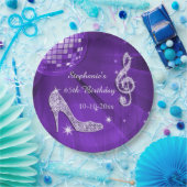 Assiettes En Carton Boule pourpre de disco et anniversaire de talons (Fête)