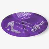 Assiettes En Carton Boule pourpre de disco et anniversaire de talons (Angle)