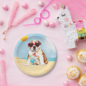 Assiettes En Carton Bouledogue d'été (Fête)