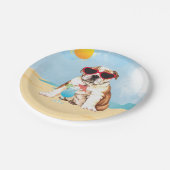 Assiettes En Carton Bouledogue d'été (Angle)