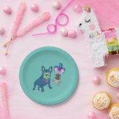Assiettes En Carton Bouledogue français cartoon (Fête)