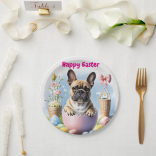 Assiettes En Carton Bouledogue français Joyeuses Pâques French Bulldog