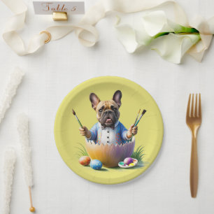 Assiettes En Carton Bouledogue français oeuf de Pâques French Bulldog