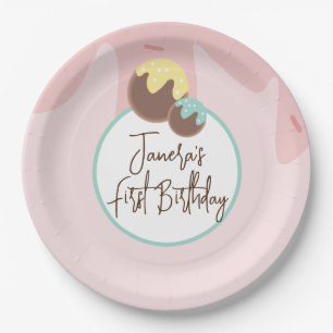 Assiettes En Carton Boules de Cakepop Mignonnes pour un Premier Annive