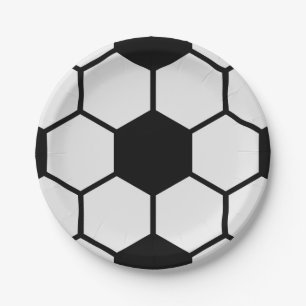 Assiettes En Carton Boules de football noir et blanc Personnalisé