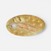 Assiettes En Carton Boules De Noël Or Et Blanc (Angle)