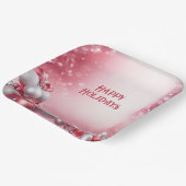 Assiettes En Carton Boules de Noël rose blanc Plaque de papier de Noël (Angulaire)