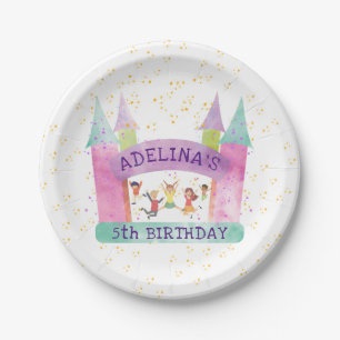 Assiettes En Carton Bounce House Jump Jouer Gymnastique Anniversaire d