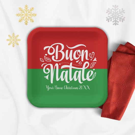Assiettes En Carton Bouon personnalisé Natale Italien Joyeux Noël