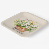 Assiettes En Carton Bouquet Aquarelle Daisy En Panier (Angulaire)