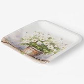 Assiettes En Carton Bouquet Aquarelle Daisy En Pot (Angulaire)