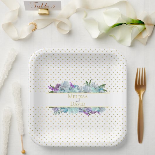 Assiettes En Carton Bouquet bleu turquoise Mariage Suite Réception (Mariage)