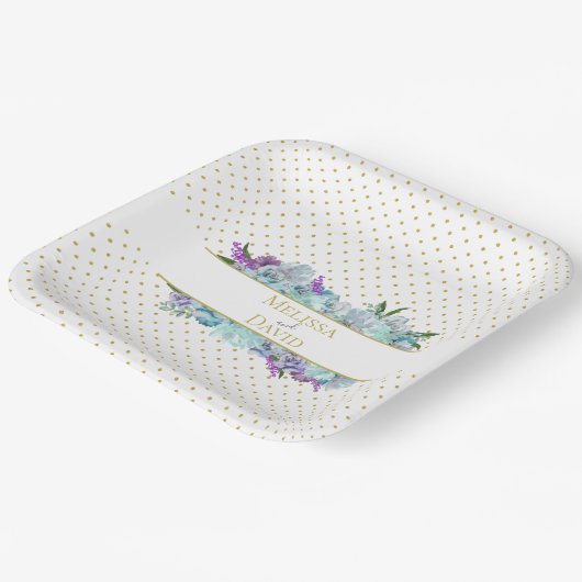 Assiettes En Carton Bouquet bleu turquoise Mariage Suite Réception (Angulaire)