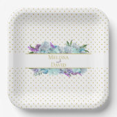 Assiettes En Carton Bouquet bleu turquoise Mariage Suite Réception (Recto)