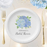 Assiettes En Carton Bouquet Blue Hydrangea Fête des mariées fleurie<br><div class="desc">Ces plaques de douche nuptiales sont ornées de fleurs bleues d'hydrangée et de feuilles verdoyantes. Personnalisez-les avec un nom. Produits de douche de mariée assortis disponibles.</div>