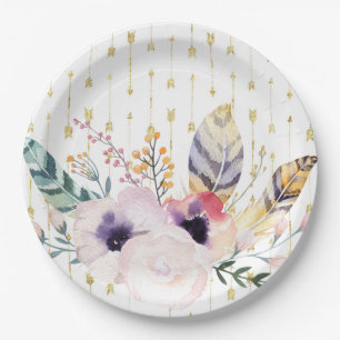 Assiettes En Carton Bouquet Bohème