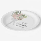 Assiettes En Carton Bouquet d'aquarelle rose simple Mariage (Angle)