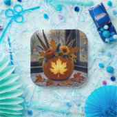 Assiettes En Carton Bouquet d'automne dans un Citrouille orange (Fête)