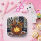 Assiettes En Carton Bouquet d'automne dans un Citrouille orange (Fête)