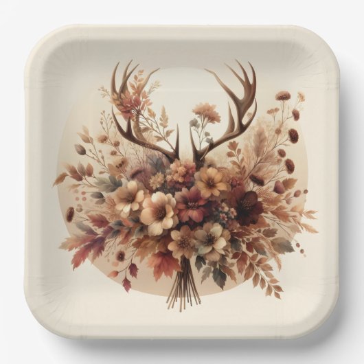 Assiettes En Carton Bouquet d'automne Deer Antler (Recto)