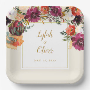 Assiettes En Carton Bouquet d'automne sauvage   Mariage personnalisé