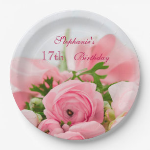 Assiettes En Carton Bouquet de 17ème anniversaire de roses roses