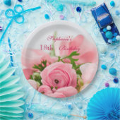 Assiettes En Carton Bouquet de 18ème anniversaire de roses roses (Fête)