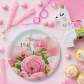 Assiettes En Carton Bouquet de 18ème anniversaire de roses roses (Fête)