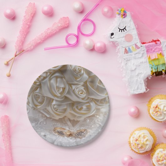 Assiettes En Carton Bouquet de 7060 Mariages avec anneaux Mariages (Fête)