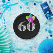 Assiettes En Carton Bouquet de ballon à 60e anniversaire (Fête)