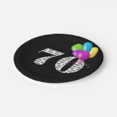 Assiettes En Carton Bouquet de ballon à 70e anniversaire (Angle)