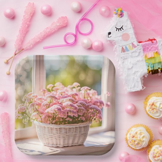 Assiettes En Carton Bouquet de dentelle de la reine Anne rose (Fête)