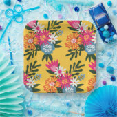 Assiettes En Carton Bouquet de fleurs d'été sur or (Fête)