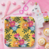 Assiettes En Carton Bouquet de fleurs d'été sur or (Fête)