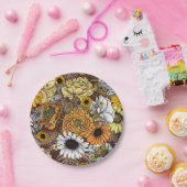 Assiettes En Carton Bouquet de fleurs - roses, pivoines, marguerites e (Fête)