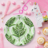 Assiettes En Carton Bouquet de lys de la vallée fleurs sur vert (Fête)