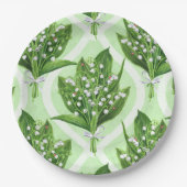 Assiettes En Carton Bouquet de lys de la vallée fleurs sur vert (Devant)