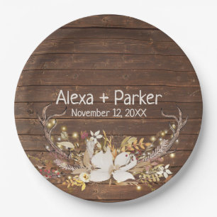 Assiettes En Carton Bouquet de mariage bois de cerf