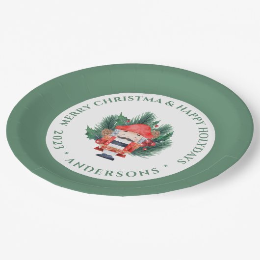 Assiettes En Carton Bouquet de noisette personnalisé Texte vert (Angle)